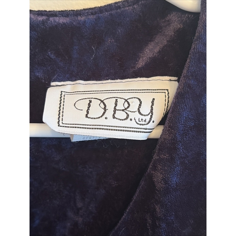Vintage 90s Blue Velvet Midi Dress Y2K Bell Whimsigoth Skater Skirt 9 Sleeveless - Picture 6 of 16